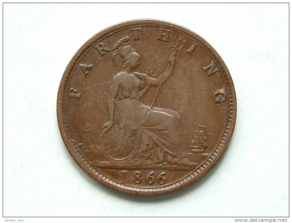 1866 - FARTHING / KM 747.2 ( Uncleaned - For Grade, Please See Photo ) ! - B. 1 Farthing