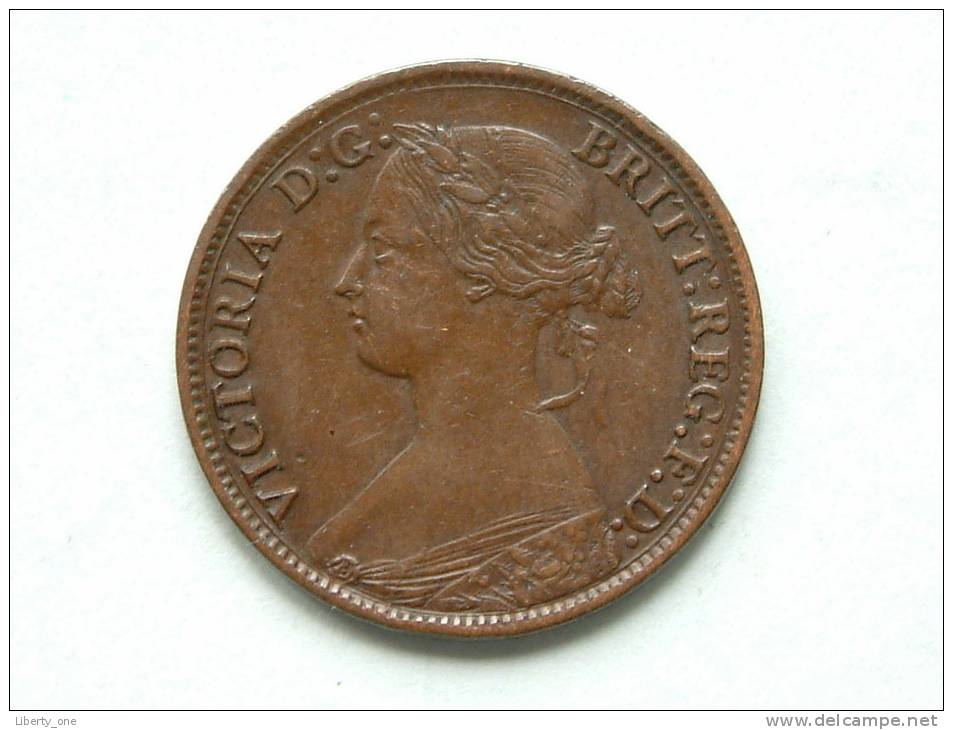 1866 - FARTHING / KM 747.2 ( Uncleaned - For Grade, Please See Photo ) ! - B. 1 Farthing