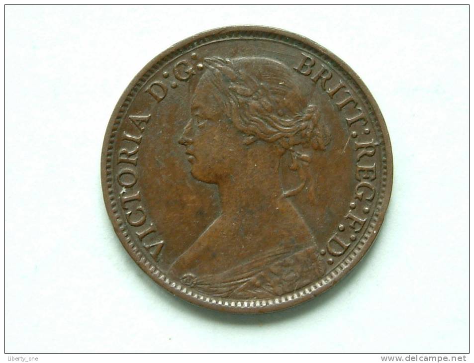 1873 - FARTHING / KM 747.2 ( Uncleaned - For Grade, Please See Photo ) ! - B. 1 Farthing