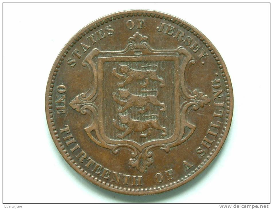 1871 - 1/13th OF A SHILLING / KM 5 ( Uncleaned - For Grade, Please See Photo ) ! - Jersey