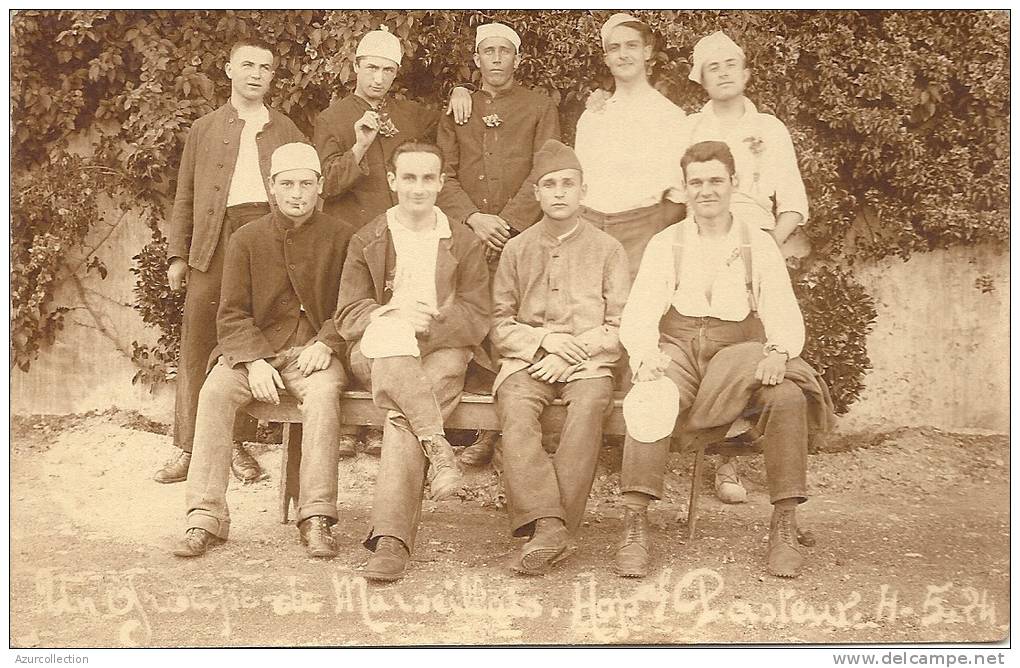 MILITAIRES A HOPITAL PASTEUR X2 CPA PHOTOS - Santé, Hôpitaux