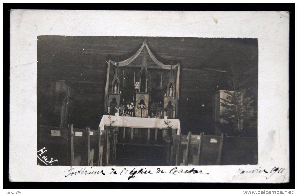 Intérieur De L´Eglise De Castor Janvier 1911 - Sapins Et Décoration De Noel - Canada - Rare Carte Photo Signée H De V - Autres & Non Classés