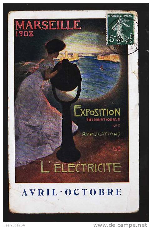 MARSEILLE 1908 EXPOSTION ELECTRICITE - Electrical Trade Shows And Other