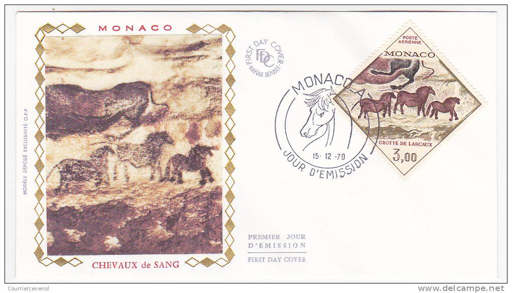 MONACO => FDC => 5 Enveloppes Chevaux De Sang ( Lascaux P.A Inclus) 1970 - Série Complète - FDC