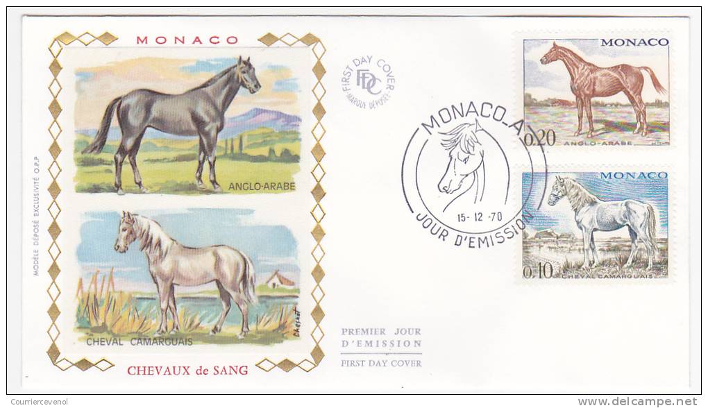 MONACO => FDC => 5 Enveloppes Chevaux De Sang ( Lascaux P.A Inclus) 1970 - Série Complète - FDC