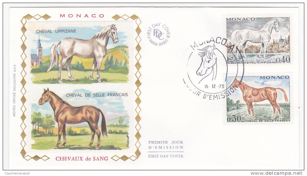 MONACO => FDC => 5 Enveloppes Chevaux De Sang ( Lascaux P.A Inclus) 1970 - Série Complète - FDC