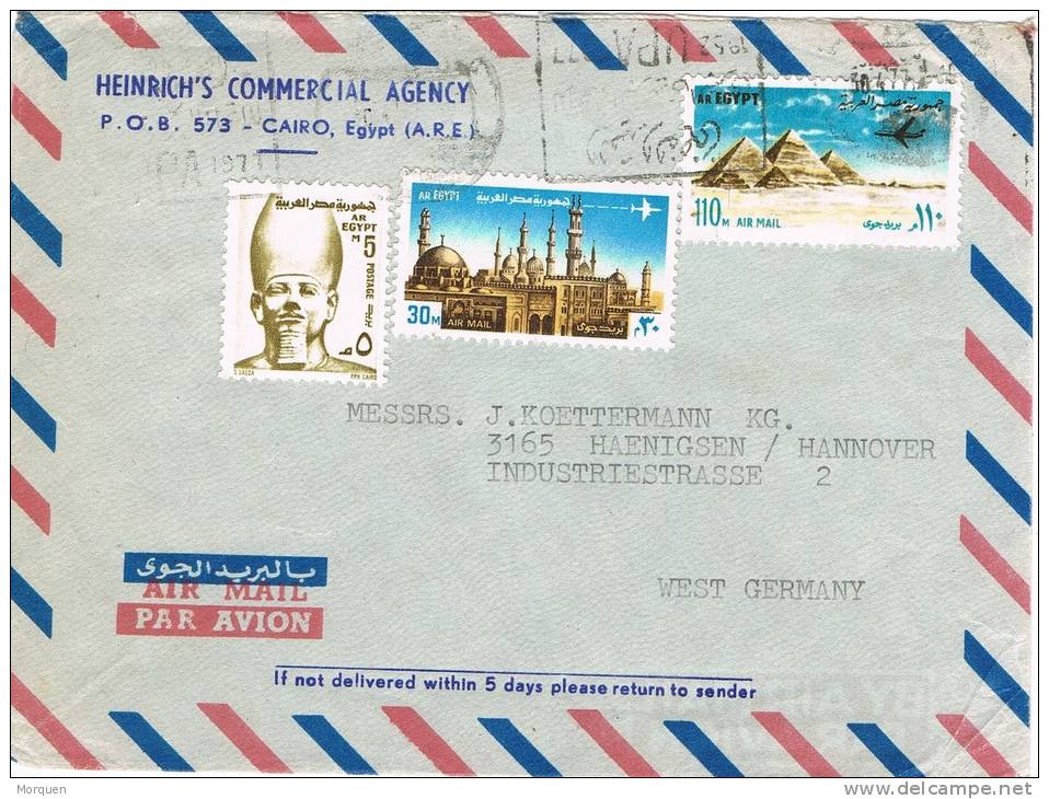 0732. Carta Aereo EL CAIRO (Egipto) Egypt 1975.  Faraon Ramses II - Brieven En Documenten