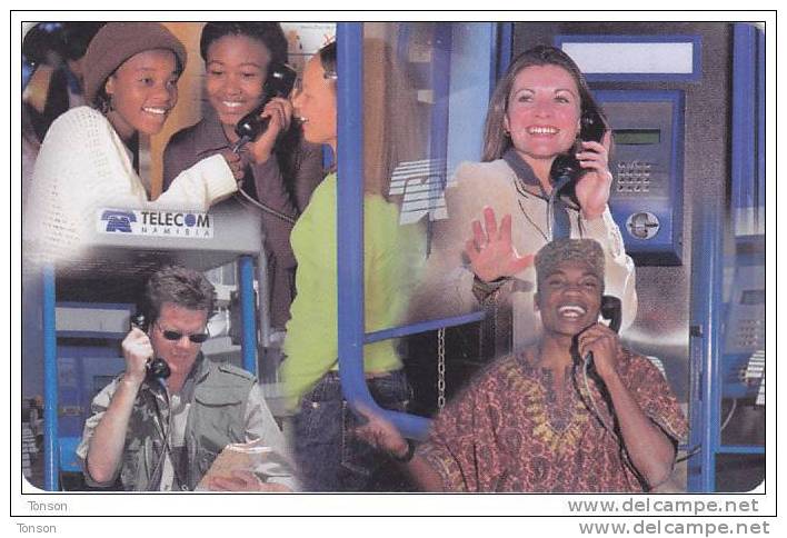 Namibia, NMB-216, Happy Birthday, People Phoning 1, 2 Scans. Chip SCS 2 - Namibië