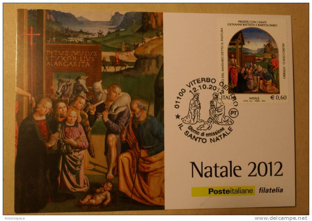 ITALY 2012 - CHRISTMAS 2012 , OFFICIAL MAXIMUN CARD FDC  COMPLETE SET - 2011-20: Neufs
