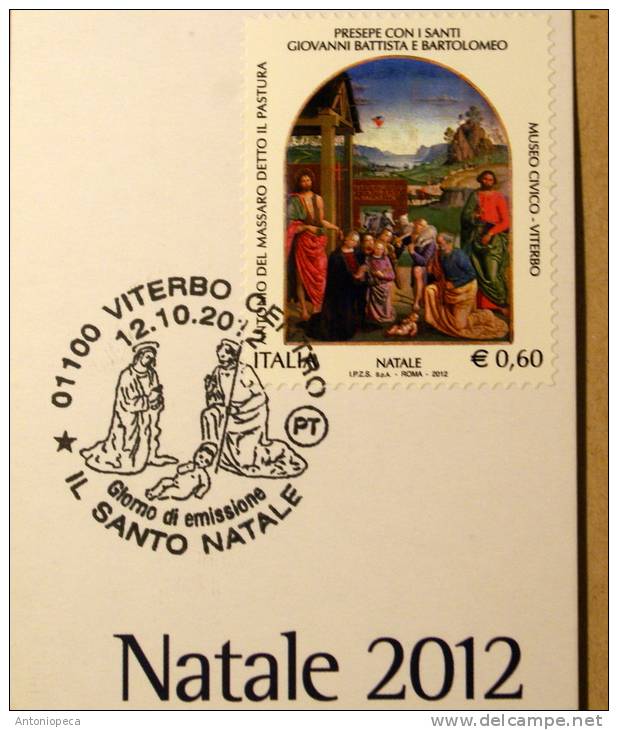 ITALY 2012 - CHRISTMAS 2012 , OFFICIAL MAXIMUN CARD FDC  COMPLETE SET - 2011-20: Mint/hinged
