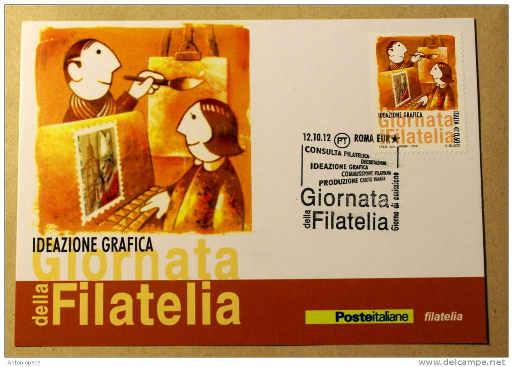 ITALY 2012 - GIORNATA DELLA FILATELIA  2012 , OFFICIAL MAXIMUN CARD FDC  COMPLETE SET - 2011-20: Mint/hinged