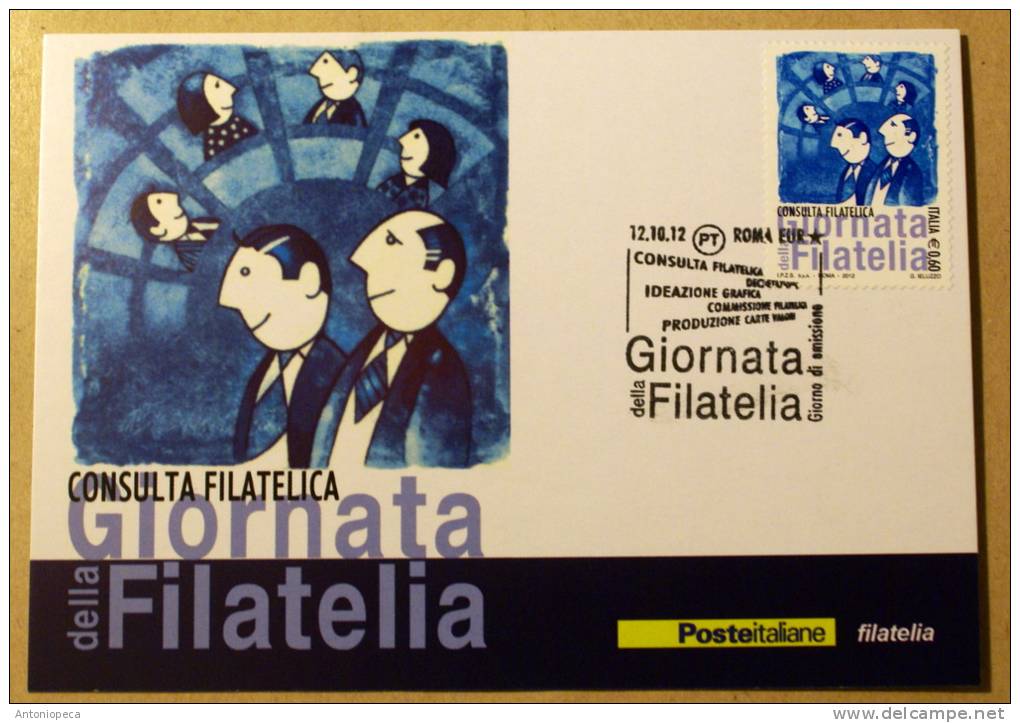 ITALY 2012 - GIORNATA DELLA FILATELIA  2012 , OFFICIAL MAXIMUN CARD FDC  COMPLETE SET - 2011-20:  Nuovi