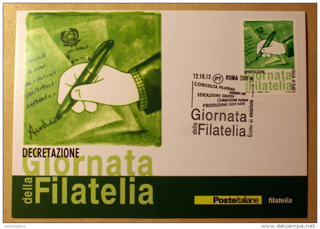 ITALY 2012 - GIORNATA DELLA FILATELIA  2012 , OFFICIAL MAXIMUN CARD FDC  COMPLETE SET - 2011-20: Mint/hinged