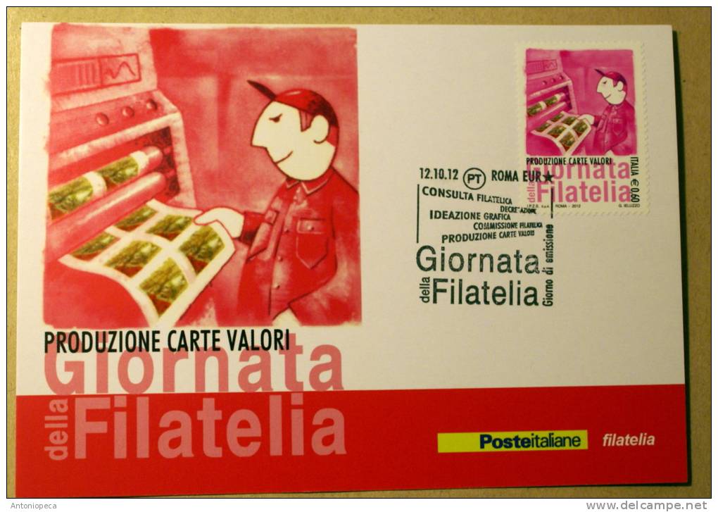 ITALY 2012 - GIORNATA DELLA FILATELIA  2012 , OFFICIAL MAXIMUN CARD FDC  COMPLETE SET - 2011-20: Mint/hinged