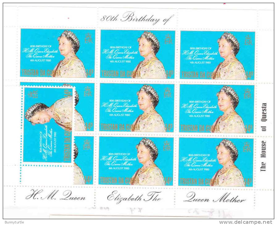 Tristan Da Cunha 1980 QE 80th Birthday 10 Sets MNH - Tristan Da Cunha