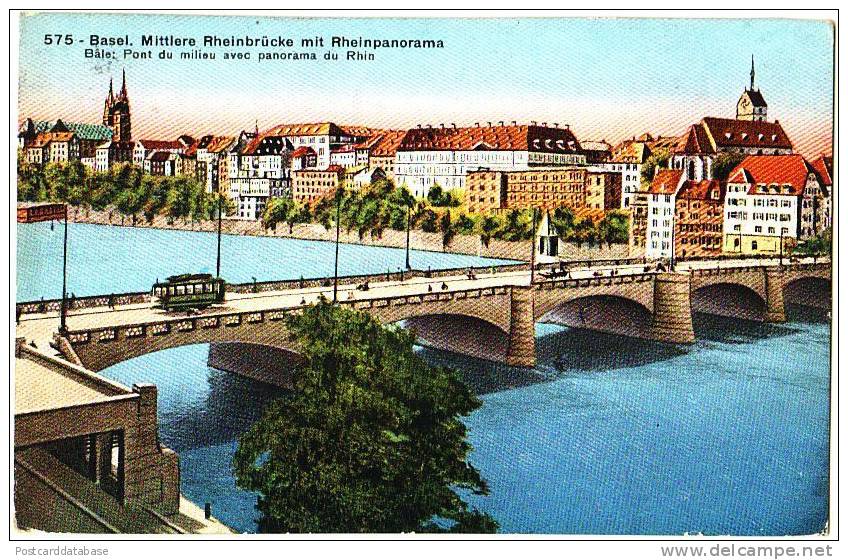 Basel - Mittlere Rheinbrücke Mit Rheinpanorama - & Tram - Altri & Non Classificati