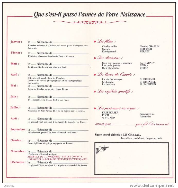 Heureux Anniversaire - Les Faits Marquants De L'année 1918 (ARMISTICE DU 11 NOVEMBRE : FIN DES COMBATS) - Weltkrieg 1914-18