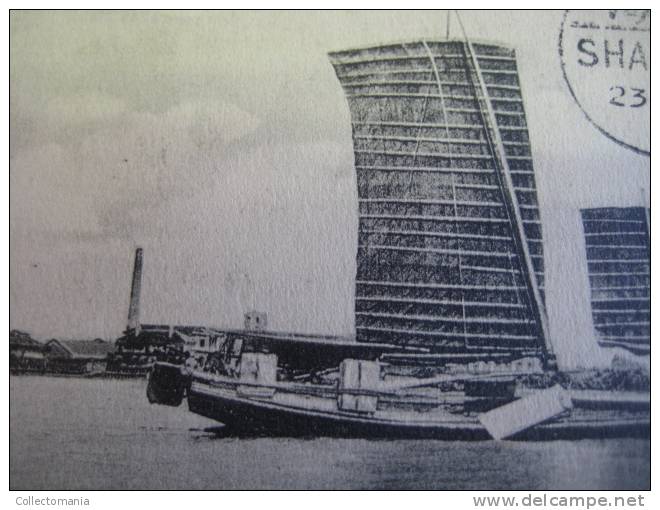1 China Postcard - Chinese Jonk Junk Boat Schif Schip - Shangai - Denniston &amp; Sullivan Shanghai - China