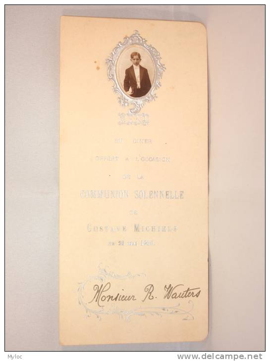 Menu Du Dîner Offert à L'occasion De La Communion Solennelle De Gustave Michiels. 1920. - Menus