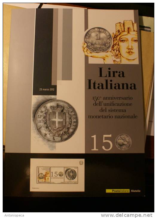 ITALIA 2012 FOLDER "LIRA ITALIANA" 150 ANNI SISTEMA MONETARIO - Paquetes De Presentación