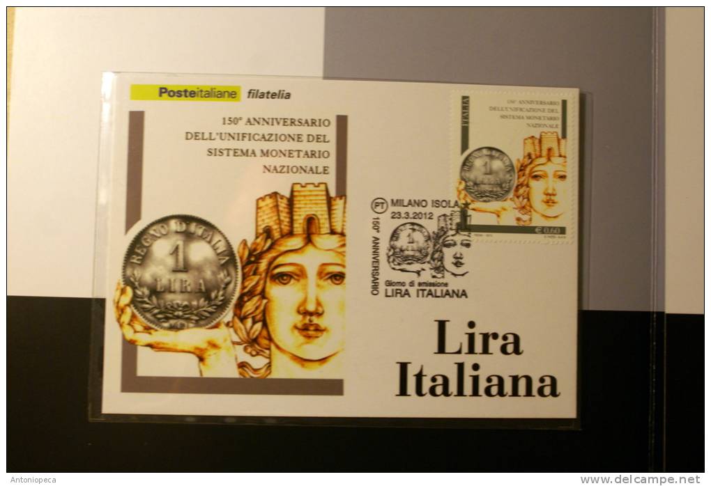 ITALIA 2012 FOLDER "LIRA ITALIANA" 150 ANNI SISTEMA MONETARIO - Presentation Packs