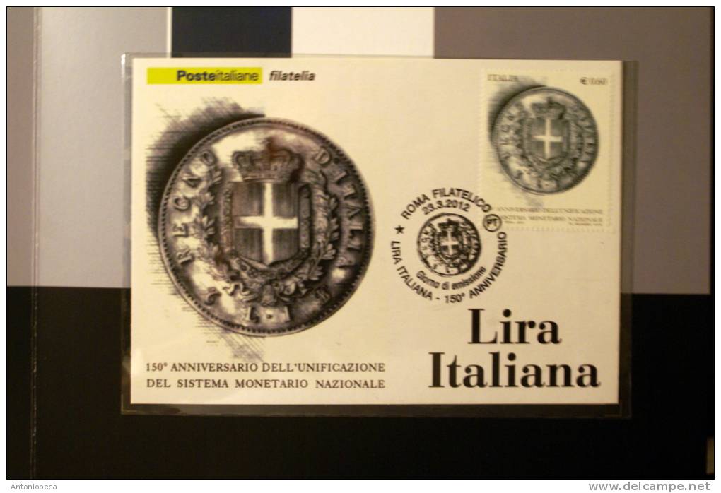 ITALIA 2012 FOLDER "LIRA ITALIANA" 150 ANNI SISTEMA MONETARIO