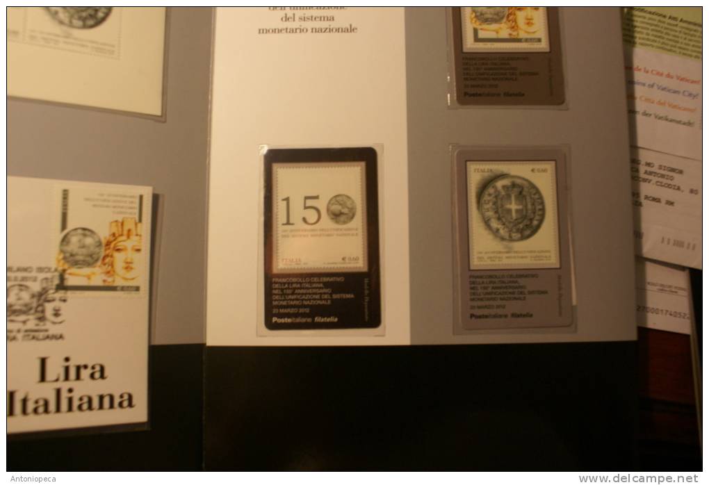 ITALIA 2012 FOLDER "LIRA ITALIANA" 150 ANNI SISTEMA MONETARIO