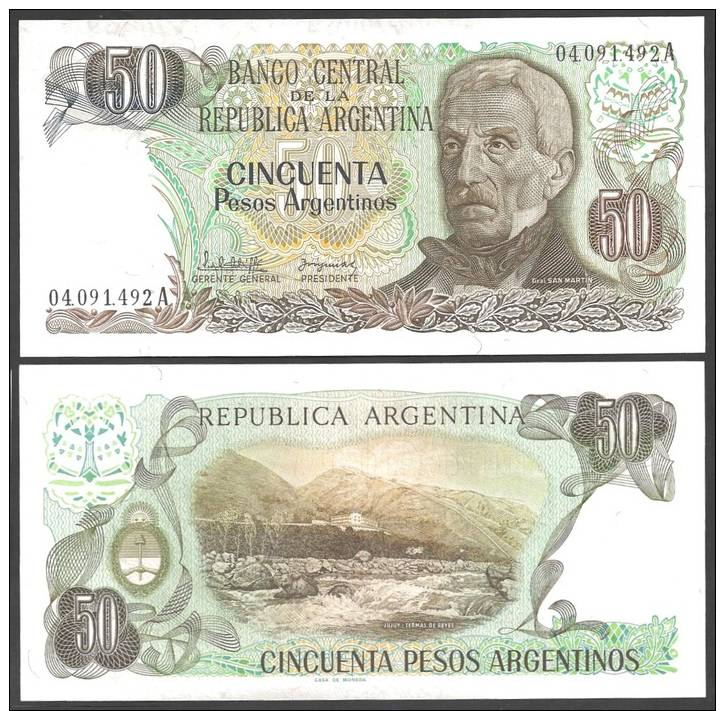 Argentine 50 PESOS ND 1983-85 P 314 UNCIRCULATED - Argentine