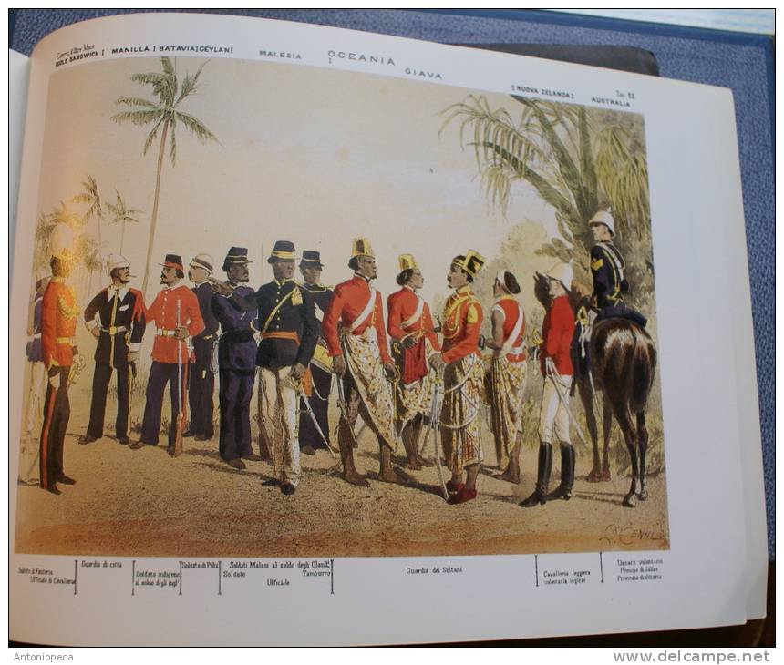 ESERCITI AFRICA, ASIA, AMERICA, OCEANIA I DEL 1800 - 12 TAVOLE DI UNIFORMI MILITARI  DI QUINTO CENNI