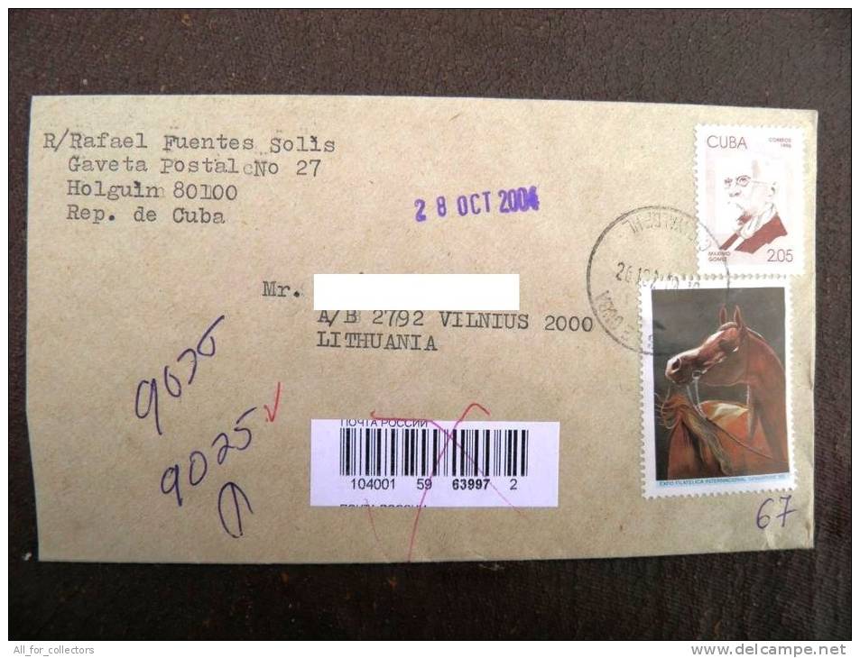 Cover Sent  To Lithuania, Maximo Gomez, Animal Horse - Cartas & Documentos