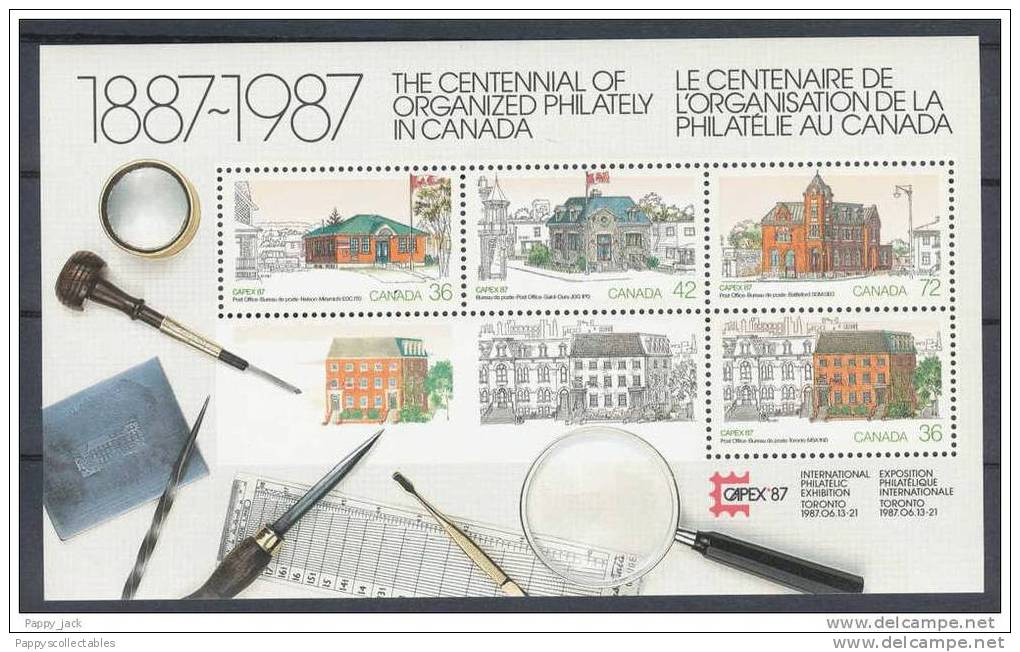 Canada CAPEX 87  # 1125a Souvenir Sheet 1987 Post Offices Houses Buildings - Blocks & Sheetlets