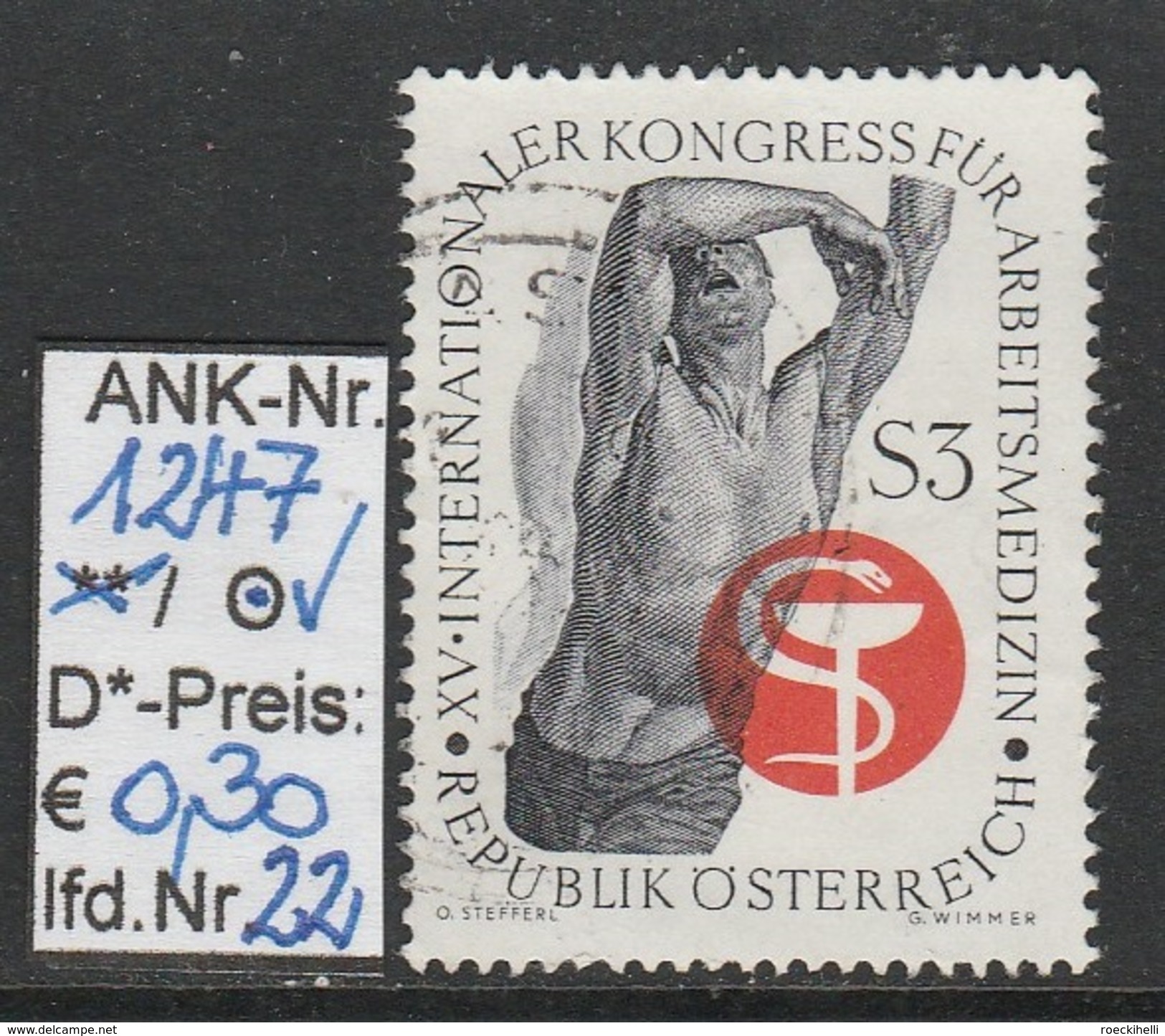 19.9.1966 - SM "XV. Internationaler Kongress für Arbeitsmedizin" -  o gestempelt - siehe Scan (1247o 01-24)