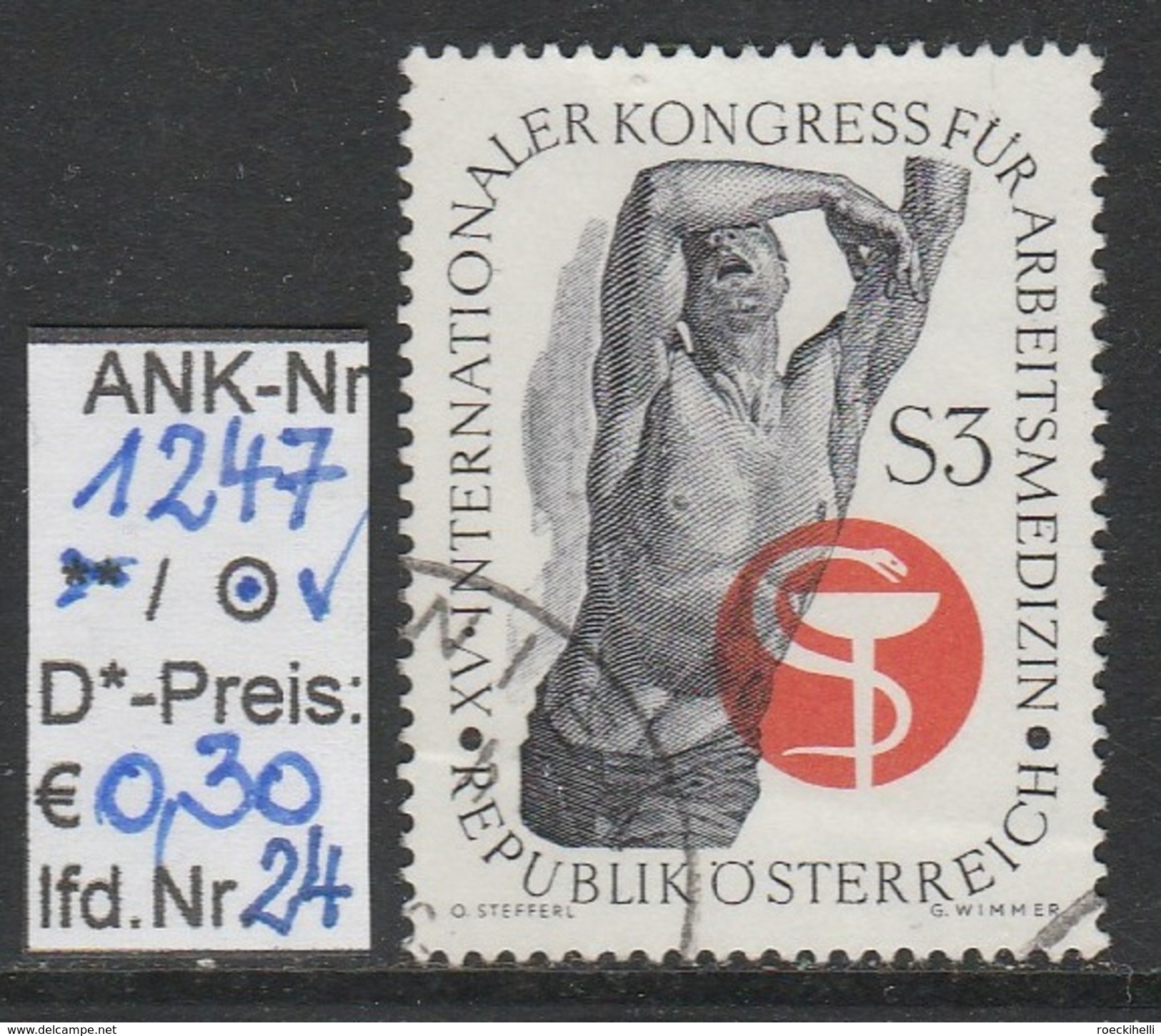 19.9.1966 - SM "XV. Internationaler Kongress für Arbeitsmedizin" -  o gestempelt - siehe Scan (1247o 01-24)