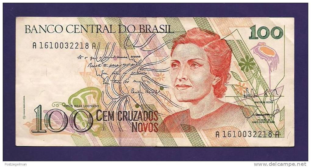 BRASIL ,  Banknote,  Used VF., 100 Cruzados Novos - Brasile