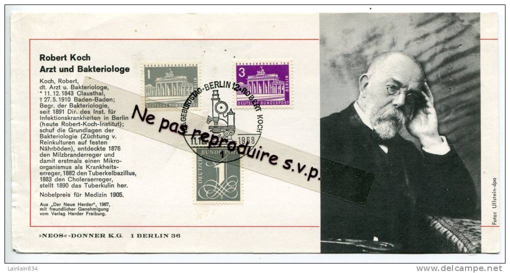 - BERLIN - Deutsche Bunderpost, 3 Timbres, Robert Koch,  Cachet  11- 12 - 1968, Rare, Bon état. - Other & Unclassified