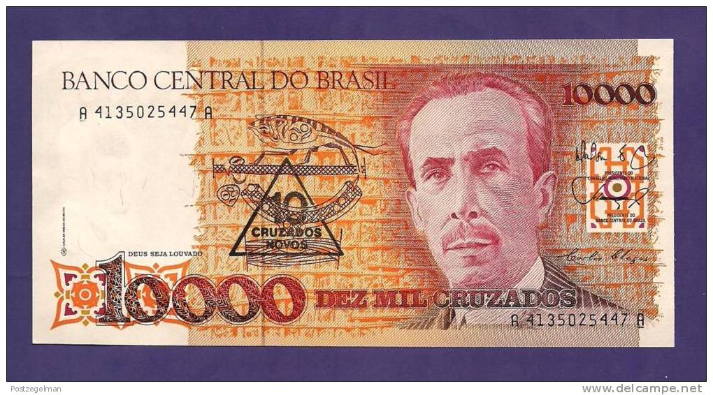 BRASIL ,  Banknote,  Used VF, 10000 Cruzeiros - Brazilië