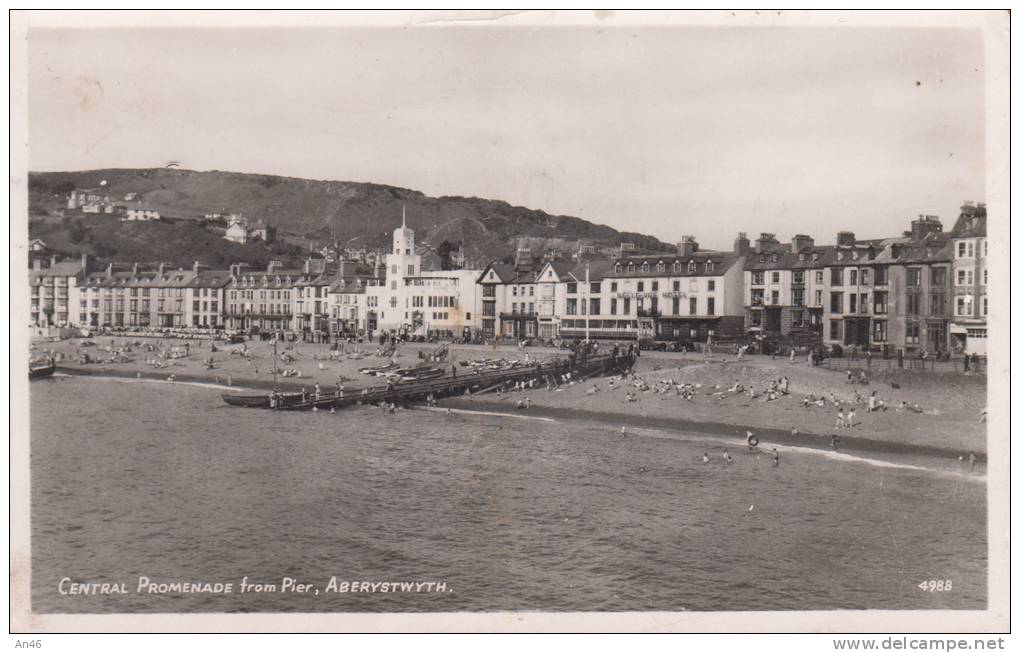 ABERYSTWYTH -REGNO UNITO- CENTRAL PROMENADE FROM PIER VG 1949 BELLA FOTO D'EPOCA ORIGINALE 100% - Cardiganshire