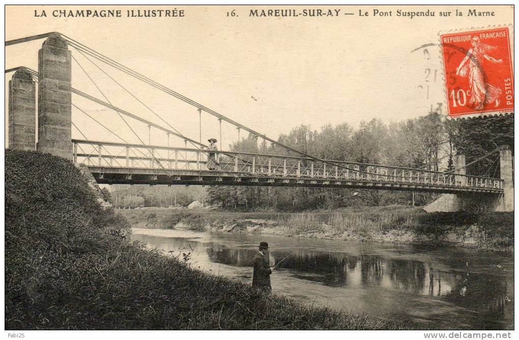 MAREUIL SUR AY Le Pont Suspendu Sur La Marne - Mareuil-sur-Ay