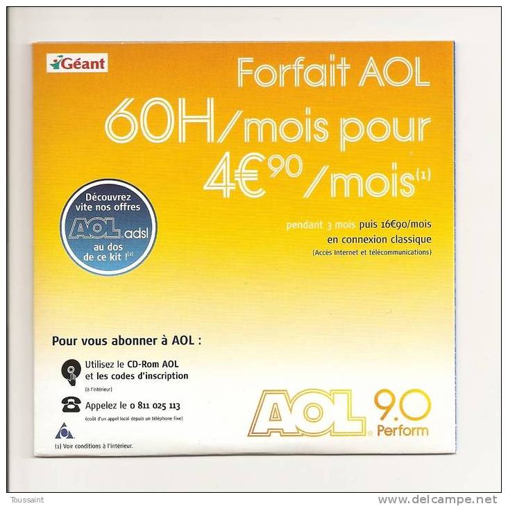 AOL: 60 Heures Par Mois Pour 4 Euros 90 Par Mois, Géant Casino (12-4320) - Connection Kits