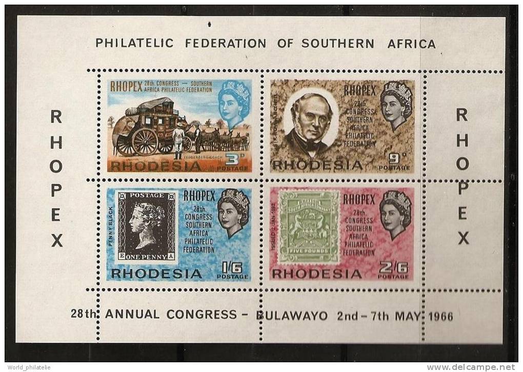 Rhodésie Du Sud Rhodesia 1966 N° BF 1 ** Bulawayo, Malle-poste, Chevaux, Rowland Hill, Timbre Sur Timbre, Penny Black - Rhodesien (1964-1980)