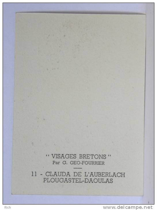 Image "Visages Bretons" Par Géo Fourrier - 9,1 X 6,5 Cm - 11 - CLAUDA DE L'AUBERLACH PLOUGASTEL-DAOULAS - Fourrier, G.