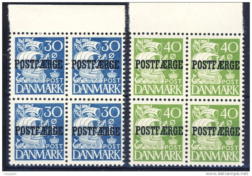 ##Denmark 1940. Michel 18-19 II In Blocs Of 4. MNH(**) - Paketmarken