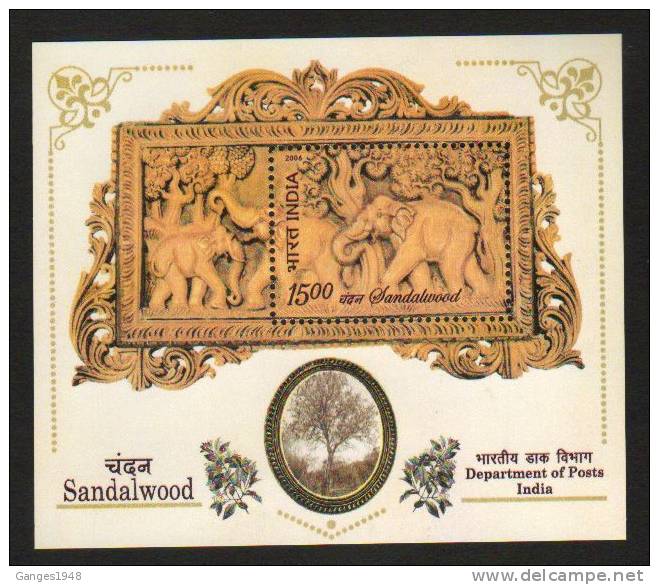 India2006   SCENTED SANDALWOOD ELEPHANTS  Miniature Sheet  # 00 874 S Inde Indien - Unused Stamps