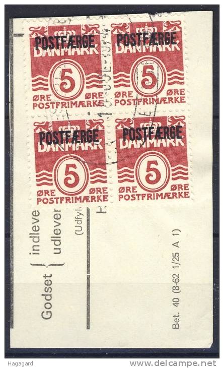 ##Denmark 1971. Michel 25 I (bloc Of 4) On Fragment. Used. - Colis Postaux