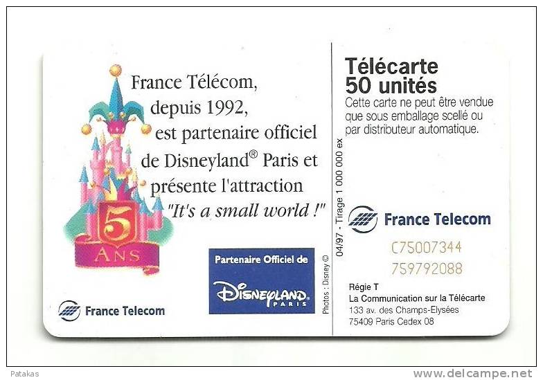 Télécarte 50 Disneyland Paris à 5 Ans - 1997