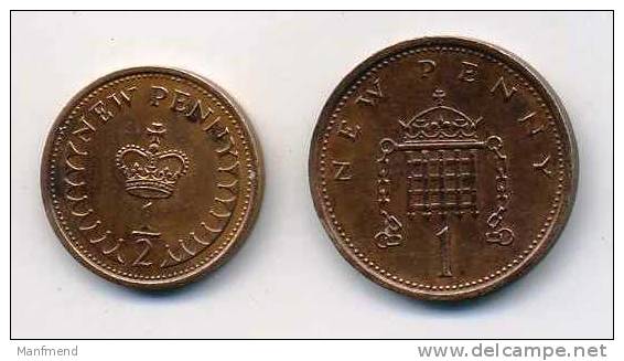 Great Britain - 1975/ 1974 - KM 914/ 915 - 1/2 + 1 New Penny - VF+ - Look Scans - Autres & Non Classés