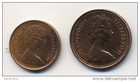 Great Britain - 1975/ 1974 - KM 914/ 915 - 1/2 + 1 New Penny - VF+ - Look Scans - Other & Unclassified