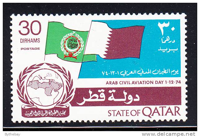 Qatar MH Scott #413 30d Arab Leaque, Qatar Flags - Arab Civil Aviation Day - Qatar