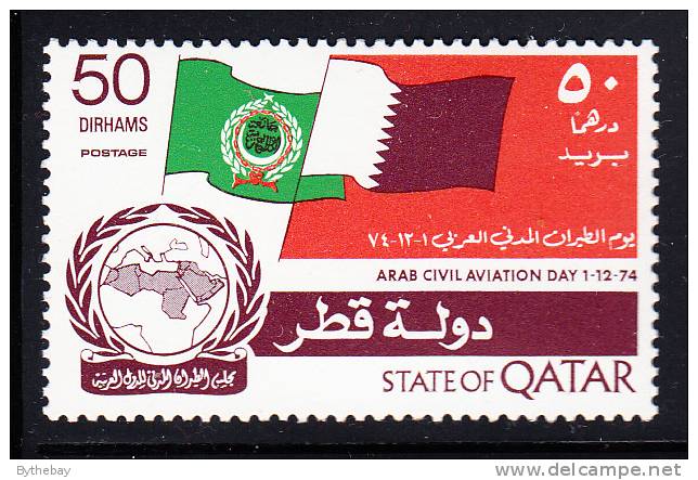 Qatar MH Scott #414 50d Arab Leaque, Qatar Flags - Arab Civil Aviation Day - Qatar