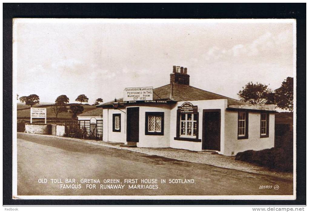 RB 894 - Early Postcard - Old Toll Bar - Gretna Green Dumfries &amp; Galloway - First House In Scotland - Marriage Theme - Dumfriesshire